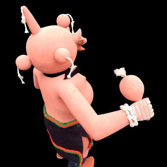 Vintage Zuni Hopi Katsina Mudhead Carved Wood Kachina Doll With Rattle by Ross - Picture 6 of 11